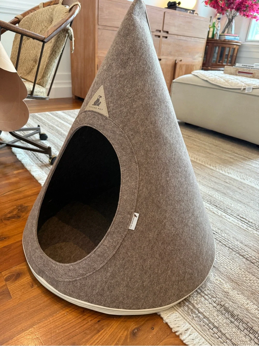 BRAND NEW, never used Cozy Brown Pet Teepee Bed - Modern Dog & Cat Hideaway